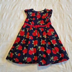 JoJo Maman Bebe girls size 2-3 corduroy rose design tulle with lining EUC